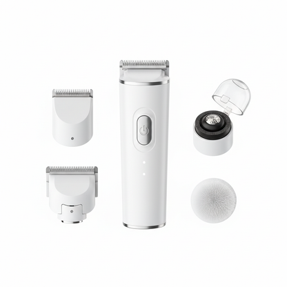 White 4-in-1 pet grooming kit with attachments