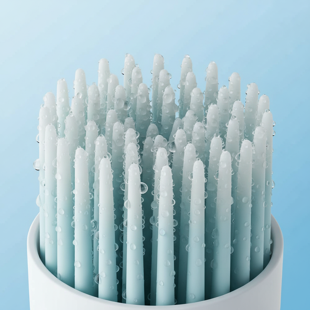 Silicone bristles close-up detail