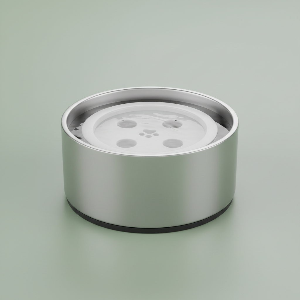 Dog water bowl sage green background