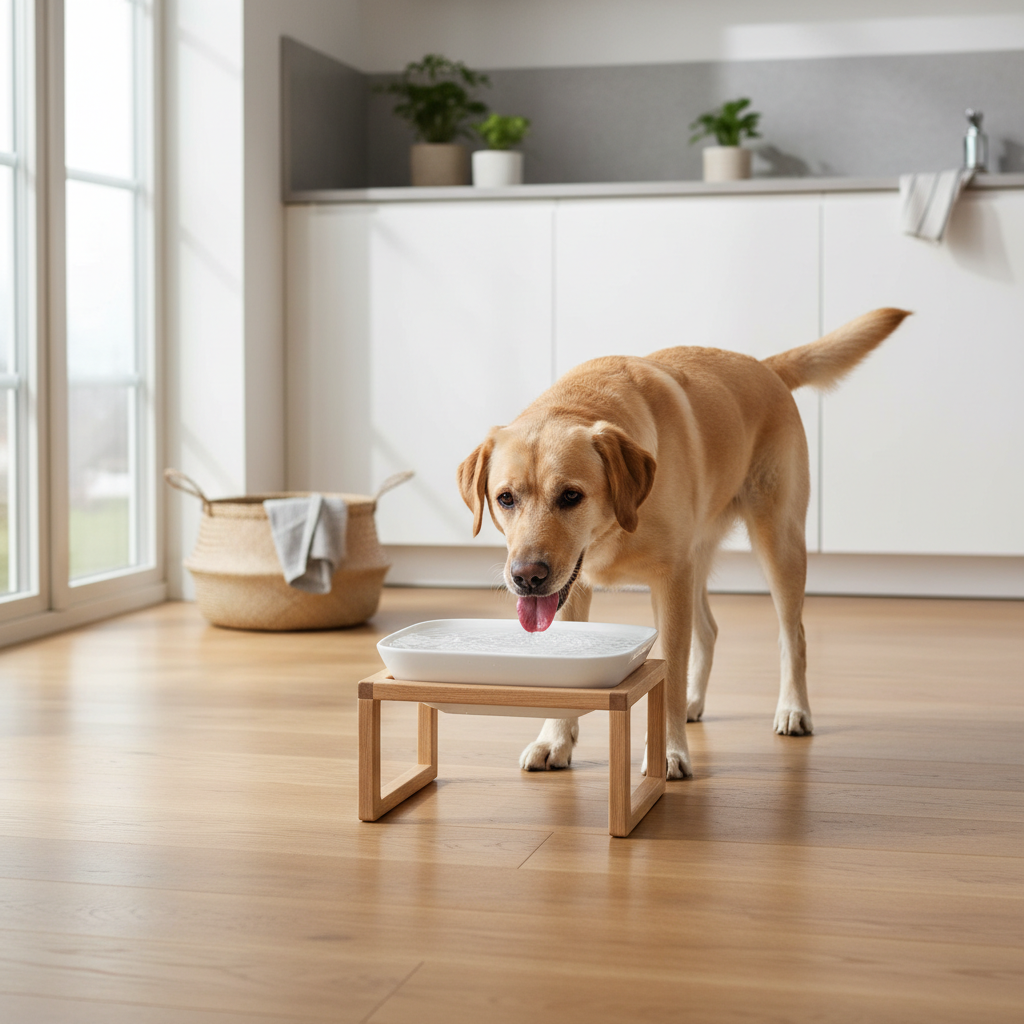Labrador drinking from water bowl