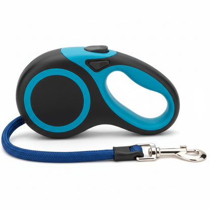 Blue retractable dog leash product shot